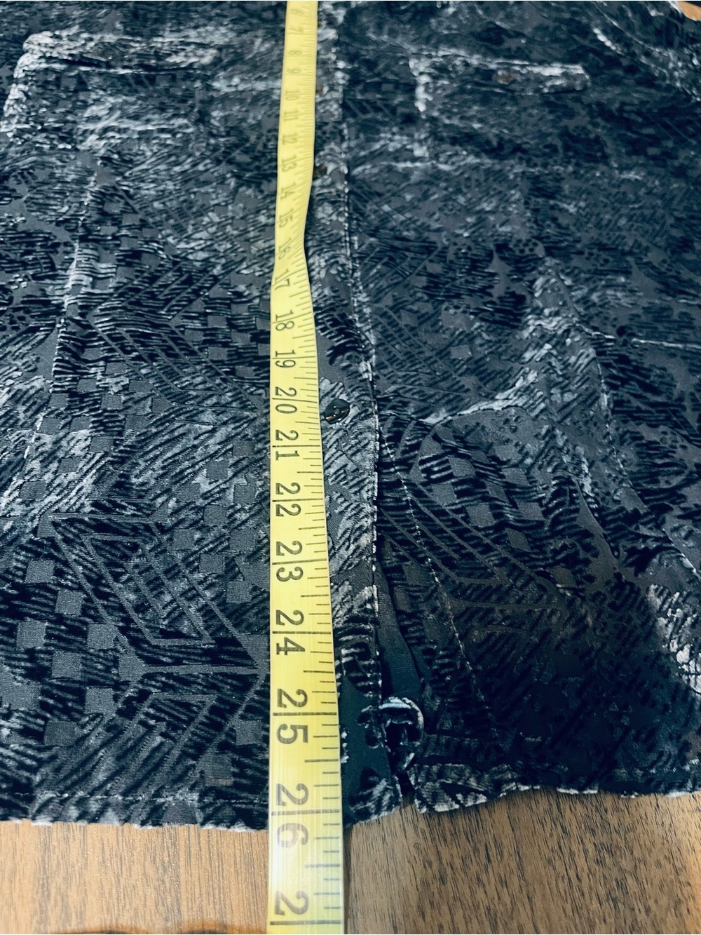 Chico's Shiny Textured Black Velvet Button-Up Blouse - Picture 6 of 6